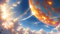 Majestic planets with colorful clouds in a cosmic sky Royalty Free Stock Photo