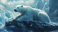 Majestic Polar Bear on Icy Rock Formation Royalty Free Stock Photo
