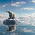 majestic polar bear in its natural habitat, a sheet of ice in the Arctic.