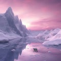 Majestic polar bear roaming on ice floes in snowy arctic environment