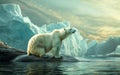 Majestic Polar Bear Perched on Ocean Rock. Generative AI Royalty Free Stock Photo