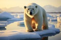 Majestic polar bear stands on vast ice floe, an imposing presence