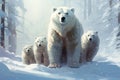 Majestic Polar bears snow arctic cold. Generate Ai