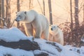 Majestic polar bears in their natural habitat, representing the unique wildlife experiences available in Alaska. Generative Ai