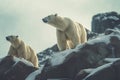 Majestic polar bears in their natural habitat, representing the unique wildlife experiences available in Alaska. Generative Ai