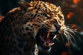 Majestic predator, a close-up portrait of an angry leopard in wilderness