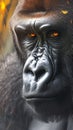 Majestic presence silverback gorillas face close up with penetrating eye contact