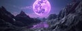 Majestic Purple Moonscape generative AI