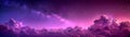 Majestic Purple Night Sky with Vibrant Colors and Ethereal Clouds Panorama
