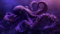 Majestic purple octopus underwater - a digital illustration of marine life. mystery of the deep sea vividly captured