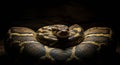 Majestic python coiled in dramatic shadow lighting Royalty Free Stock Photo