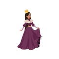 Majestic queen in golden crown European medieval character vector Illustration on a white background Royalty Free Stock Photo