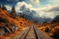 Majestic Railway mountains. Generate Ai Royalty Free Stock Photo