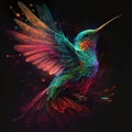 Majestic Rainbow Bird Soaring Through Space