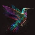 Majestic Rainbow Bird Soaring Through Space