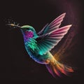 Majestic Rainbow Bird Soaring Through Space