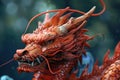 Majestic red dragon posing proudly showing teeth Royalty Free Stock Photo