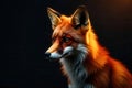 Majestic red fox portrait against dark background a study in fur and light. Generative AI Royalty Free Stock Photo
