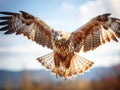 Majestic Red Kite in Flight Against Sky, AI Generated