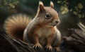 A Majestic Red Squirrel on a Forest Log. created by generative artificial intelligence Royalty Free Stock Photo