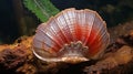 Majestic Red And White Sea Snail In Brazilian Zoo