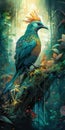 Majestic Resplendent Quetzal Bird AI Generative illustration