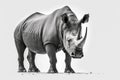 Majestic Rhino Standing Proudly on White Background for Posters and Web. Royalty Free Stock Photo