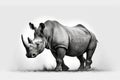 Majestic Rhino Standing Proudly on White Background for Posters and Web. Royalty Free Stock Photo
