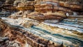 Majestic rock formation, eroded by wave, showcases natural beauty generated by AI Royalty Free Stock Photo