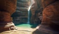 Majestic rock formation, flowing water, tranquil scene generated by AI