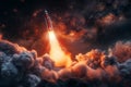Majestic rocket launch under starry night sky Royalty Free Stock Photo