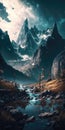 Majestic Rocky Mountains Rugged Terrain Landscape Mobile Wallpaper. Generative AI