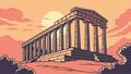 Majestic Roman Temple Ruins at Sunset Vector, vector design Generative AI Royalty Free Stock Photo