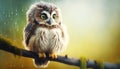 Majestic Ruler: Owl\'s Commanding Presence over the Forest at Sunset. Generative AI