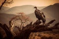 Majestic Ruppell's Vulture on the brink of extinction. Generative AI