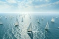 Majestic Sailing Regatta on the Open Sea. Generative AI Royalty Free Stock Photo