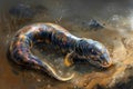 Majestic Salamander in Natural Habitat Illustration with Vibrant Colors and Artistic Detail Royalty Free Stock Photo