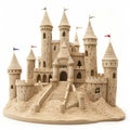 Majestic Sand Castle on White Background Royalty Free Stock Photo