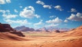 Majestic sand dunes, arid mountains, tranquil beauty in nature generated by AI Royalty Free Stock Photo