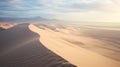 Ethereal Morning Desert: A Stunning Landscape With Sand Dunes And Mountains