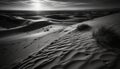 Majestic sand dunes ripple under sunset heat generated by AI