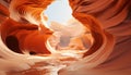 Majestic sandstone curves shape vibrant, awe inspiring Antelope Canyon landscape generated by AI Royalty Free Stock Photo