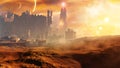 Majestic Concept Golden Desert City With Tower