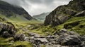 Majestic Scottish Highlands: Dark, Foreboding Landscapes With Sharp Boulders Royalty Free Stock Photo