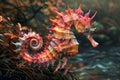 Majestic Seahorse Amidst Vibrant Underwater Scenery Full of Marine Life and Corals Royalty Free Stock Photo