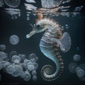 A Majestic Seahorse Swimming in its Natural Habitat, generative ai