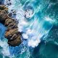 Majestic Seascape: The mesmerizing beauty of crashing waves captured from above Royalty Free Stock Photo