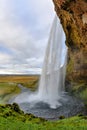 Majestic Seljalandsfoss, the most famous waterfall in Iceland.