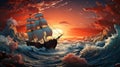 A majestic ship sails through the vast ocean Royalty Free Stock Photo