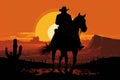 Majestic Silhouette cowboy horse. Generate AI Royalty Free Stock Photo